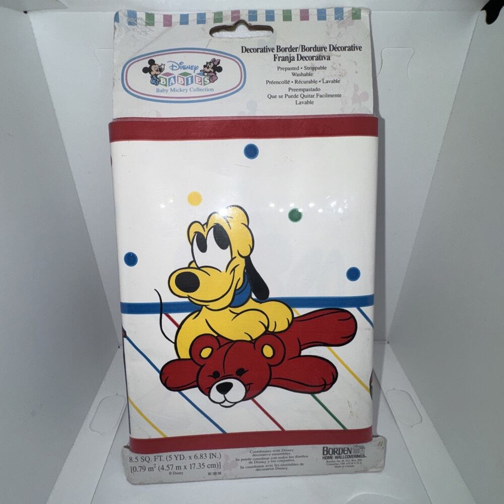 Vintage Disney Babies Baby Mickey Pluto Wallpaper Border Sealed 15 Ft Borden NOS